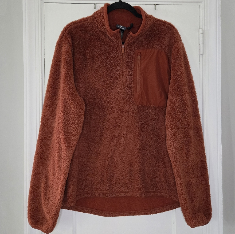 Champion Rustic Orange Sherpa Fleece Half-Zip Sweatshirt - womens Large